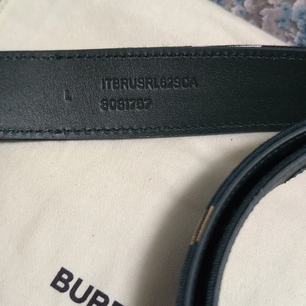 Burberry Forest Green Check and Gold Buckle Belt - Large XL 106 CM - NWT
